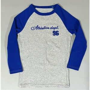 Blue Gray Grey ‘Athletics dept. 96’ Graphic T-Shirt Top Blouse Tee Size S 💙 #y2k